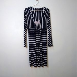 Reiss Blue and White Striped Lon Sleeve Dress, size Medium